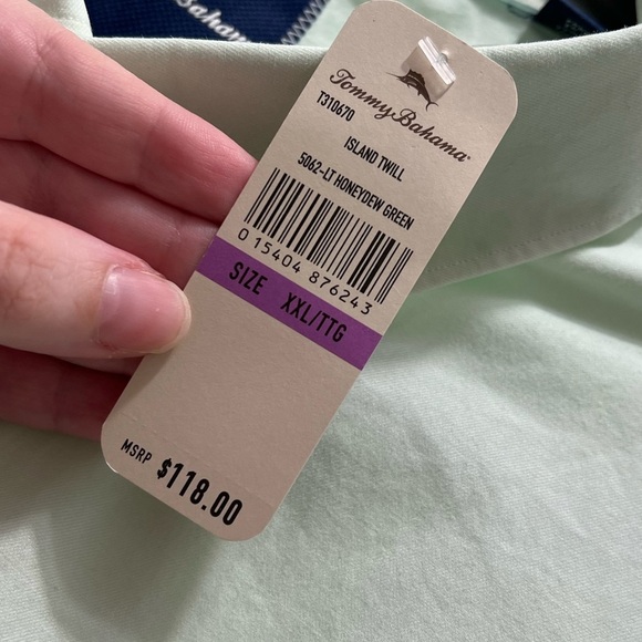 Tommy Bahama Island Twill Long Sleeve Button Down Shirt in Honeydew Green XXL - Picture 4 of 7